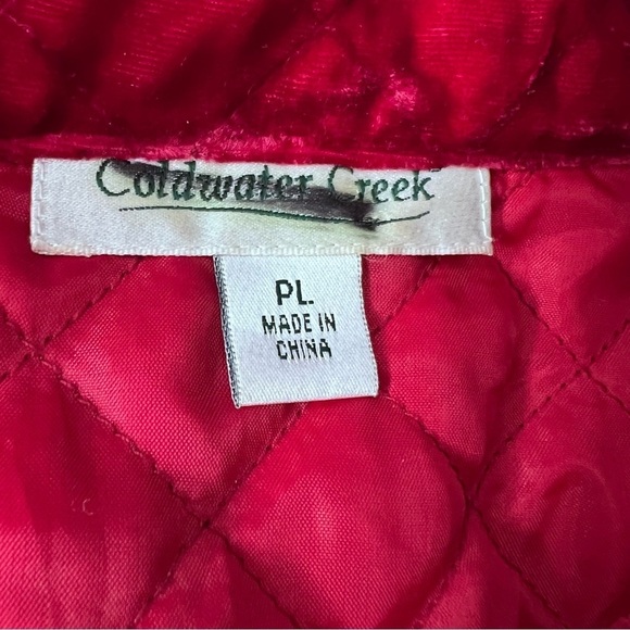 Coldwater Creek Red Quilted Velvet Jacket Size Large Petite - Picture 10 of 10